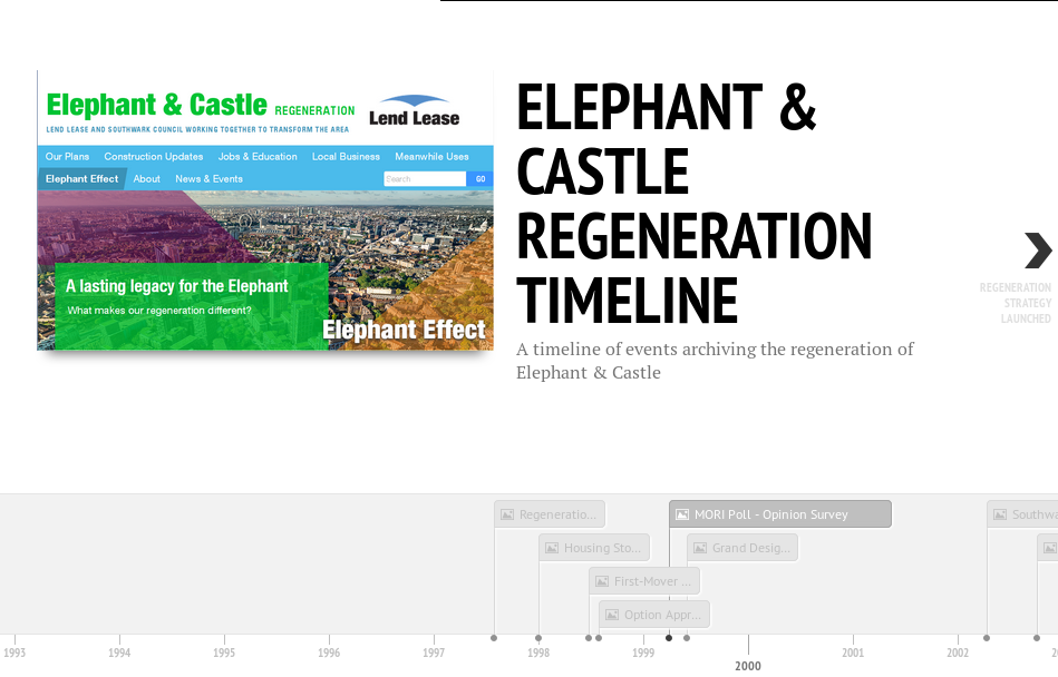 Timeline of the Elephant & Castle regeneration